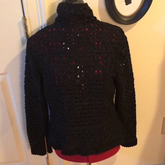 Nic and Zoe NWT black metallic knit lace jacket size M - Picture 4 of 7